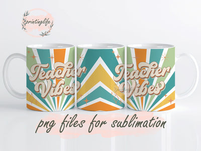 Teacher Mug Wrap PNG Sublimation Design Mug Wrap for Teacher Back To School Design Sublimation PrintingLife 