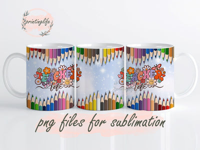 Teacher Mug Wrap PNG Sublimation Design Mug Wrap for Teacher Back To School Design Sublimation PrintingLife 