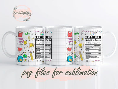Teacher Mug Wrap PNG Sublimation Design Mug Wrap for Teacher Back To School Design Sublimation PrintingLife 