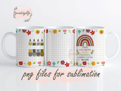 Teacher Mug,Rainbow Instant Digital Design Download Mug Wrap Design, Mug Design PNG Sublimation PrintingLife 