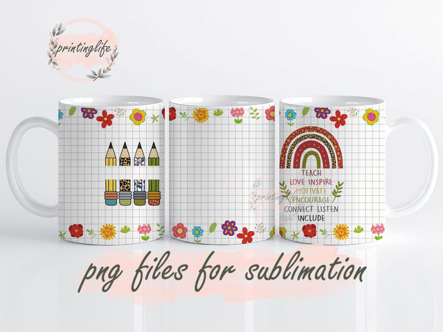 Teacher Mug,Rainbow Instant Digital Design Download Mug Wrap Design, Mug Design PNG Sublimation PrintingLife 