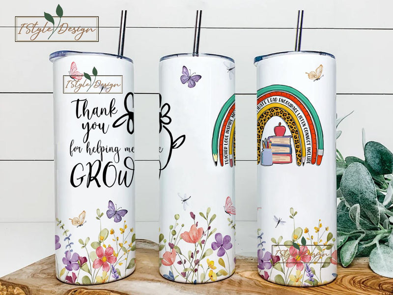 Teacher Name Tumbler, Rainbow Teacher Tumbler Wrap, Teacher Appreciation Gift, Teacher Thank You Gift, Teacher Coffee Tumbler Sublimation iStyleDesign 