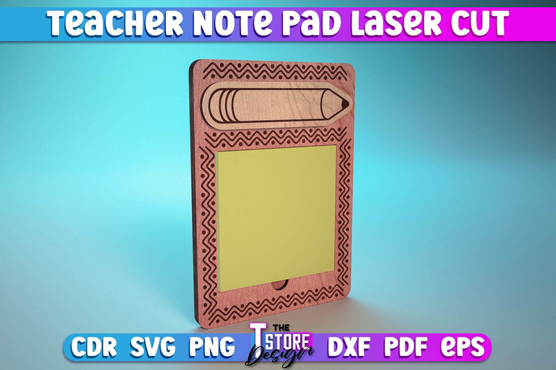 Teacher Note Pad Laser Cut SVG | Customizable Teacher Gift | CNC File SVG The T Store Design 