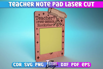 Teacher Note Pad Laser Cut SVG | Customizable Teacher Gift | CNC File SVG The T Store Design 
