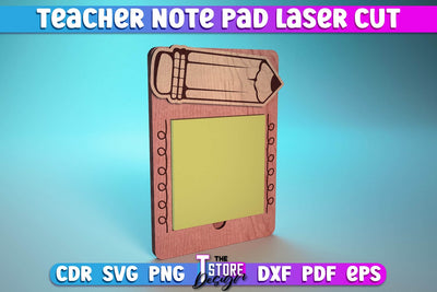 Teacher Note Pad Laser Cut SVG | Customizable Teacher Gift | CNC File SVG The T Store Design 