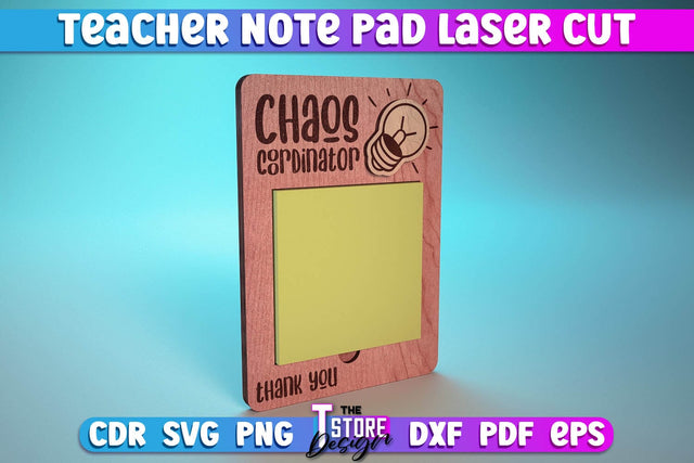 Teacher Note Pad Laser Cut SVG | Customizable Teacher Gift | CNC File SVG The T Store Design 