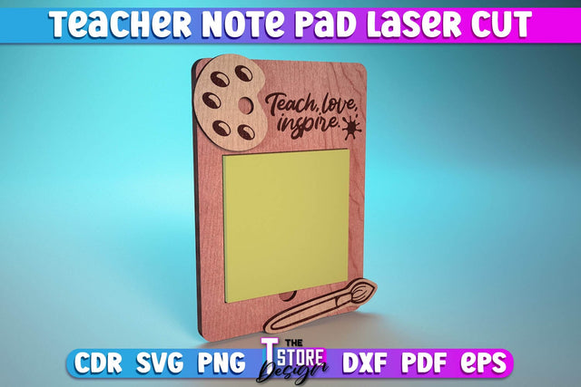 Teacher Note Pad Laser Cut SVG | Customizable Teacher Gift | CNC File SVG The T Store Design 