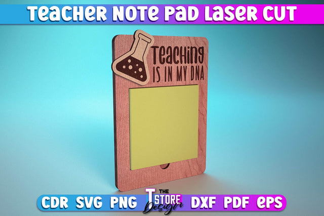Teacher Note Pad Laser Cut SVG | Customizable Teacher Gift | CNC File SVG The T Store Design 