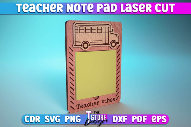 Teacher Note Pad Laser Cut SVG | Customizable Teacher Gift | CNC File SVG The T Store Design 
