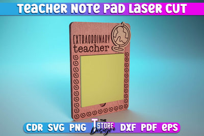 Teacher Note Pad Laser Cut SVG | Customizable Teacher Gift | CNC File SVG The T Store Design 