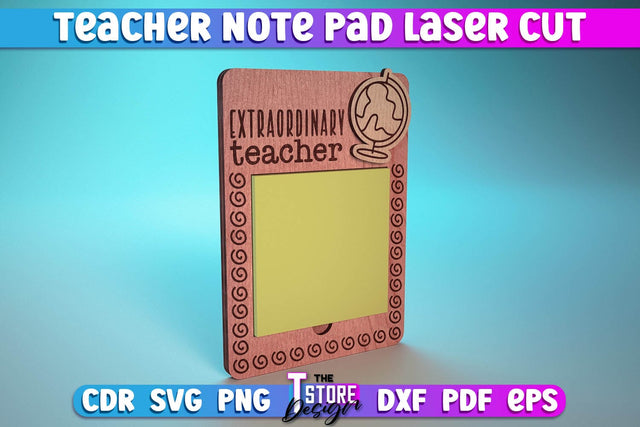 Teacher Note Pad Laser Cut SVG | Customizable Teacher Gift | CNC File SVG The T Store Design 