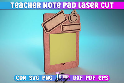 Teacher Note Pad Laser Cut SVG | Customizable Teacher Gift | CNC File SVG The T Store Design 