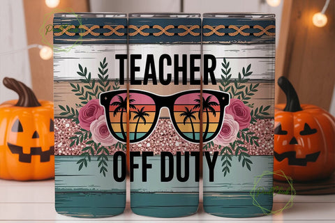 Teacher Off Duty Sunset Tumbler Wrap Sublimation PixelChick 