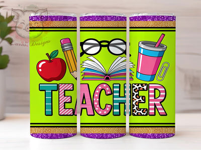 Teacher Pattern Letters 20oz Tumbler, Teacher Theme, Alphabet Letters, School Motif, Educational Design, Whimsical Charm, Skinny Tumbler, Sublimation PNG Sublimation Lara' s Designs 