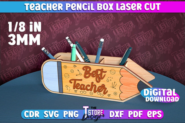 Teacher Pencil Box Laser Cut | Teacher Design | CNC File SVG The T Store Design 