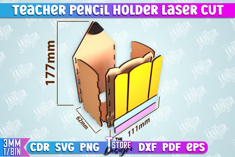 Teacher Pencil Holder Bundle | Pen Stand | Table Pen Stand | Pen Holder | Teacher Gift Idea | CNC Files SVG The T Store Design 