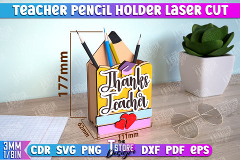 Teacher Pencil Holder Bundle | Pen Stand | Table Pen Stand | Pen Holder | Teacher Gift Idea | CNC Files SVG The T Store Design 