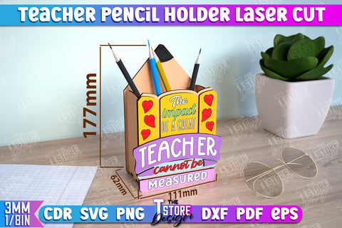 Teacher Pencil Holder Bundle | Pen Stand | Table Pen Stand | Pen Holder | Teacher Gift Idea | CNC Files SVG The T Store Design 