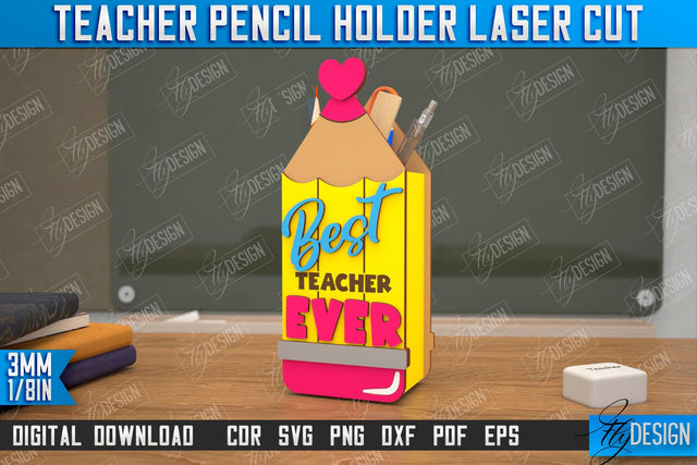 Teacher Pencil Holder | Pen Stand | Table Pen Stand | Pen Holder | Teacher Gift Idea | CNC Files SVG Fly Design 