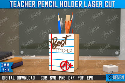 Teacher Pencil Holder | Pen Stand | Table Pen Stand | Pen Holder | Teacher Gift Idea | CNC Files SVG Fly Design 