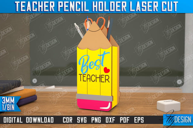 Teacher Pencil Holder | Pen Stand | Table Pen Stand | Pen Holder | Teacher Gift Idea | CNC Files SVG Fly Design 