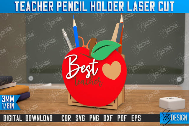 Teacher Pencil Holder | Pen Stand | Table Pen Stand | Pen Holder | Teacher Gift Idea | CNC Files SVG Fly Design 