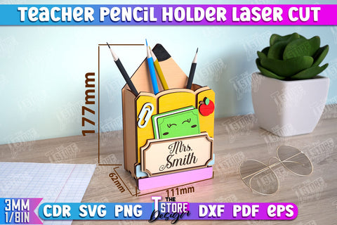 Teacher Pencil Holder | Pen Stand | Table Pen Stand | Pen Holder | Teacher Gift Idea | CNC Files SVG The T Store Design 