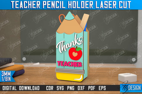Teacher Pencil Holders Bundle | Pen Stand | Table Pen Stand | Pen Holder | Teacher Gift Idea | CNC Files SVG Fly Design 