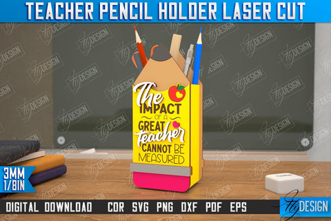Teacher Pencil Holders Bundle | Pen Stand | Table Pen Stand | Pen Holder | Teacher Gift Idea | CNC Files SVG Fly Design 