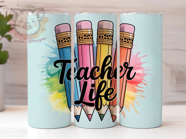 Teacher Pencil Life 20oz Tumbler, Pencil Wrap, Sublimation Gift, Educator Mug, 20oz Tumbler Design, Teacher Life Quote, Classroom Theme Sublimation Lara' s Designs 