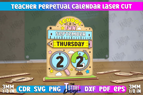 Teacher Perpetual Calendar Bundle | Desktop Calendar | Never Ending Calendar | CNC Files SVG The T Store Design 