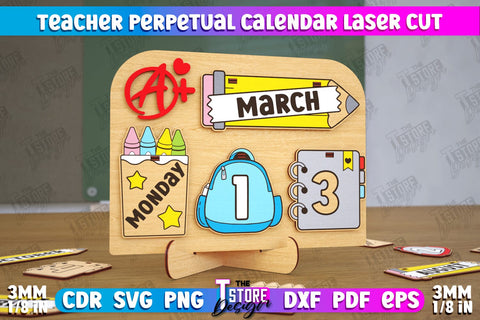 Teacher Perpetual Calendar Bundle | Desktop Calendar | Never Ending Calendar | CNC Files SVG The T Store Design 