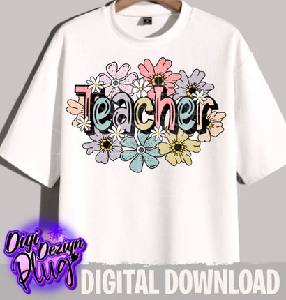 Teacher Png- Teacher Floral Png- Digital Download Sublimation DigiDezigns 