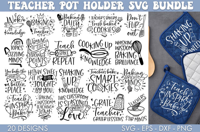 Teacher Pot Holder Oven Mitten SVG Bundle SVG Freeling Design House 