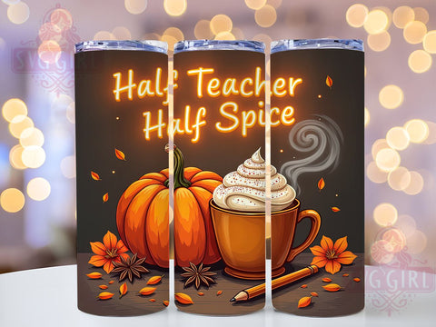 Teacher Pumpkin Spice Latte 20oz Tumbler Wrap Sublimation Design, Straight Tapered Tumbler Wrap, Fall Teacher Tumbler Png, Instant Digital Download Sublimation SvggirlplusArt 