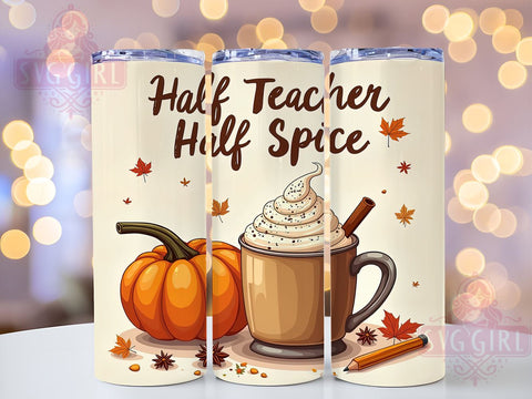 Teacher Pumpkin Spice Latte 20oz Tumbler Wrap Sublimation Design, Straight Tapered Tumbler Wrap, Fall Teacher Tumbler Png, Instant Digital Download Sublimation SvggirlplusArt 