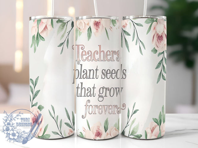 Teacher Quote Tumbler, Floral Tumbler Wrap, 20oz Sublimation Design, Teacher Gift, Educational Drinkware, Digital Download, Inspirational Teacher Decor Sublimation ToriDesigns 
