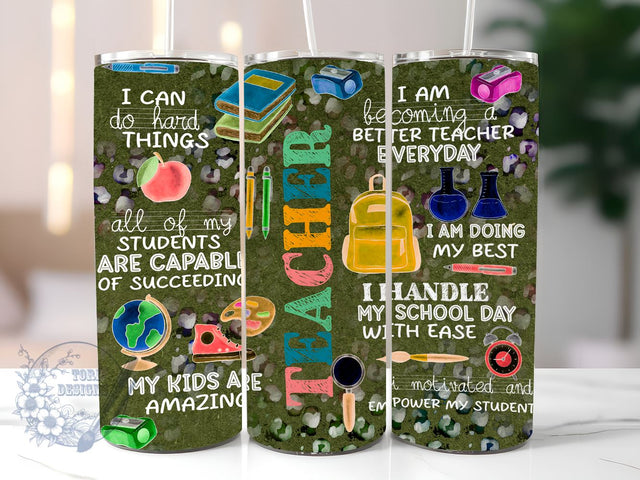 Teacher Quotes 20oz Skinny Tumbler, Teacher Tumbler Png, Straight & Tapered Tumbler Wrap, Instant Digital Download Sublimation ToriDesigns 
