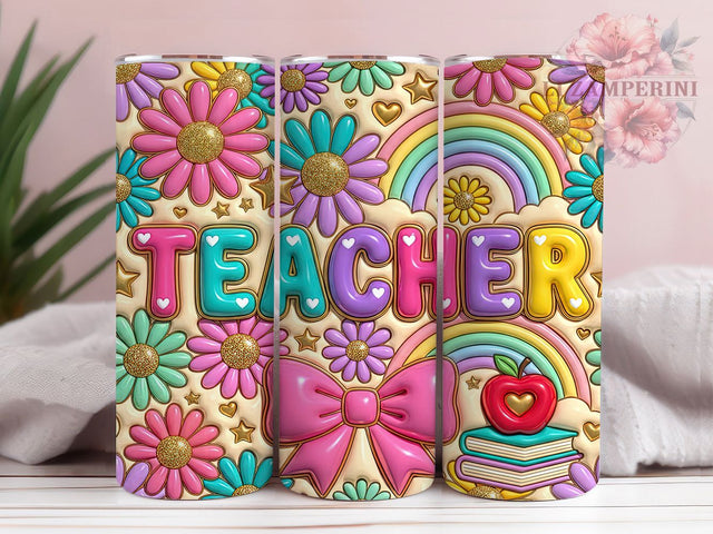 Teacher Rainbow 20oz Tumbler, Teacher Rainbow, Rainbow Teacher, Teacher Tumbler, Rainbow Tumbler, Teacher PNG, Teacher Rainbow PNG, 20oz Tumbler Wrap Sublimation Li Zamperini 