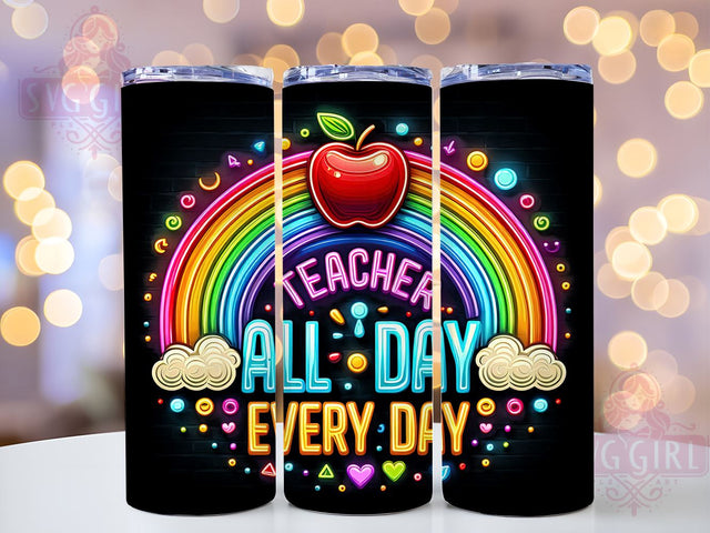 Teacher Rainbow 20oz Tumbler Wrap Sublimation Design, Straight Tapered Tumbler Wrap,Teacher Appreciation Tumbler Png, Instant Digital Download Sublimation SvggirlplusArt 