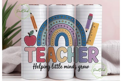 Teacher Rainbow 20oz Tumbler Wrap Sublimation PixelChick 