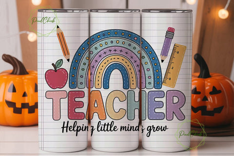 Teacher Rainbow 20oz Tumbler Wrap Sublimation PixelChick 