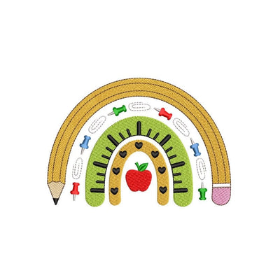 Teacher Rainbow Embroidery Design, Back to School, Teacher Gift Embroidery File, 3 sizes, Instant Download Embroidery/Applique DESIGNS Nino Nadaraia 