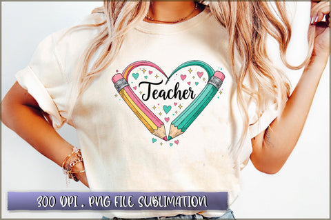 Teacher Rainbow Heart PNG Sublimation Shetara Begum 