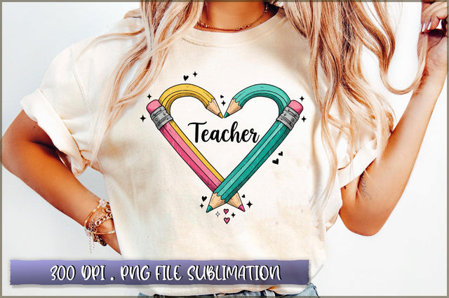 Teacher Rainbow Heart PNG Sublimation Shetara Begum 