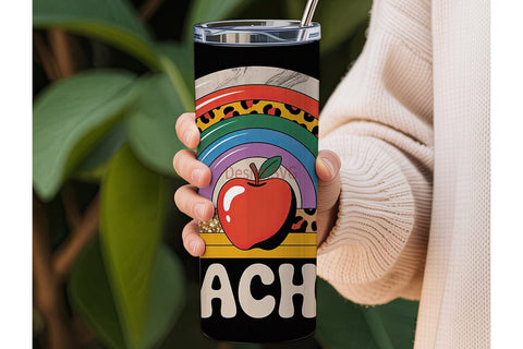 Teacher Rainbow Leopard 20oz Tumbler Sublimation DesignSVG 