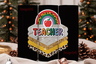 Teacher Rainbow Leopard 20oz Tumbler Sublimation DesignSVG 