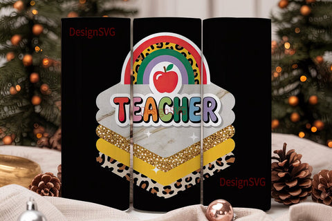 Teacher Rainbow Leopard 20oz Tumbler Sublimation DesignSVG 