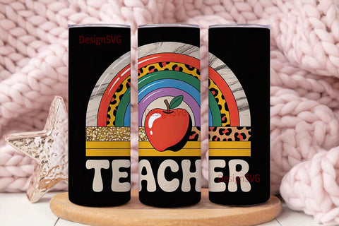 Teacher Rainbow Leopard 20oz Tumbler Sublimation DesignSVG 