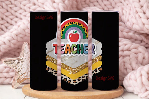 Teacher Rainbow Leopard 20oz Tumbler Sublimation DesignSVG 